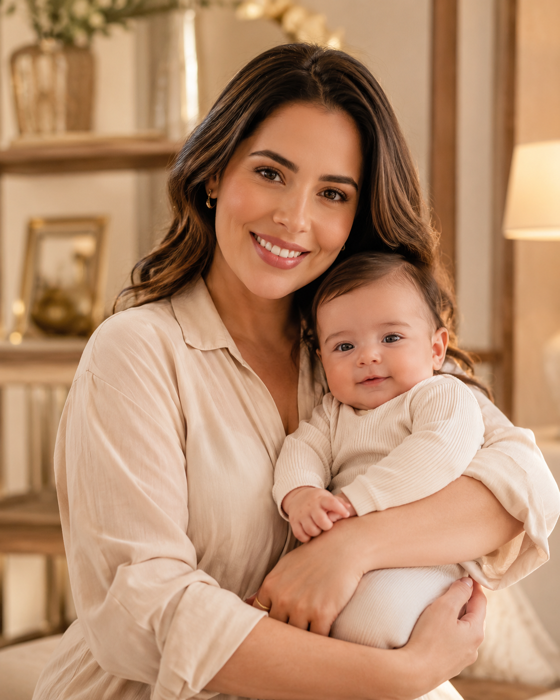 Mãe segurando seu bebê